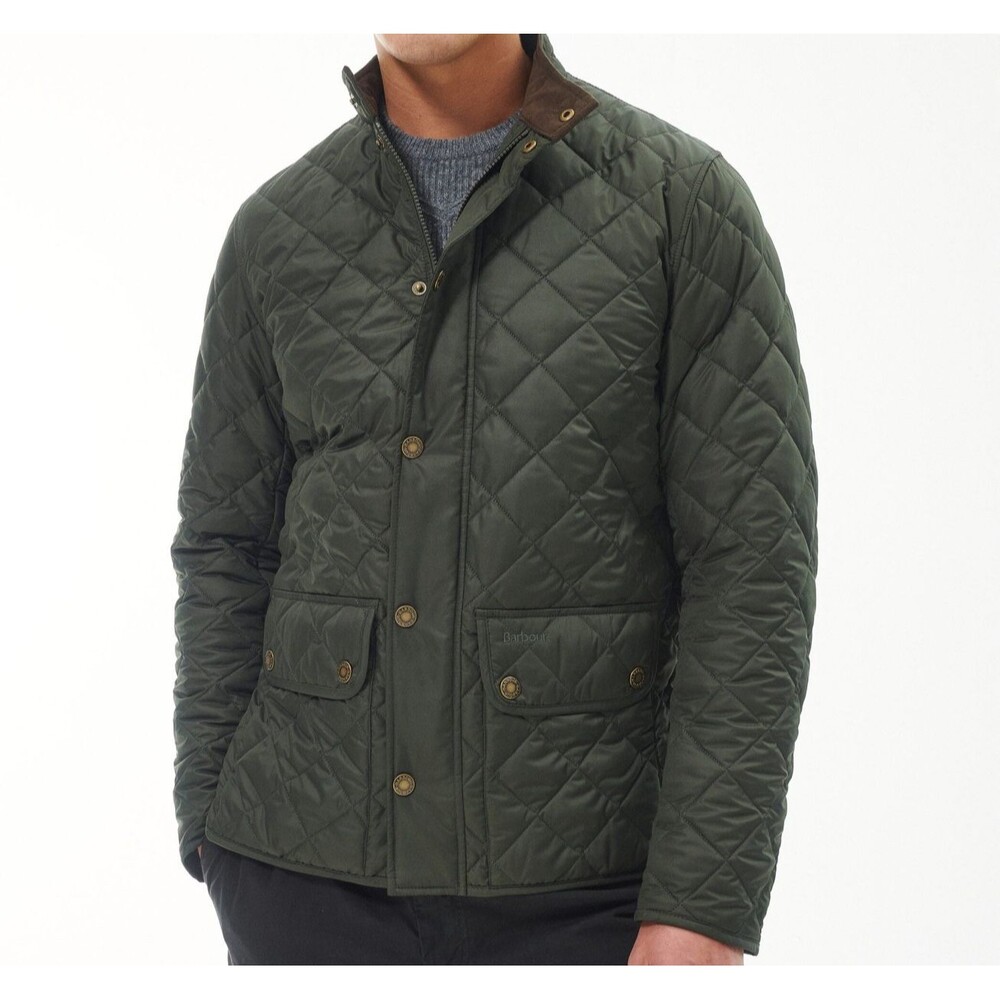 BARBOUR Quilted Jacket Mens XXL Green Snap Up LOWERDALE QUILT